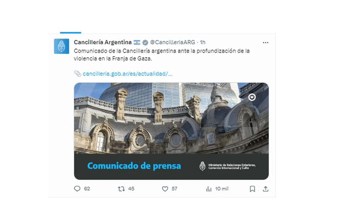 Argentina condenó el ataque de Israel en Gaza