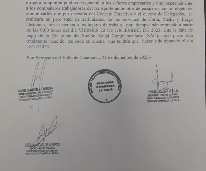 Este viernes habrá paro de transporte por falta de pago de aguinaldos