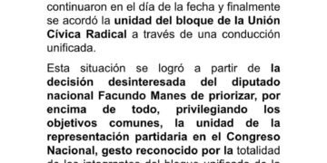 La UCR tendrá un bloque único en diputados