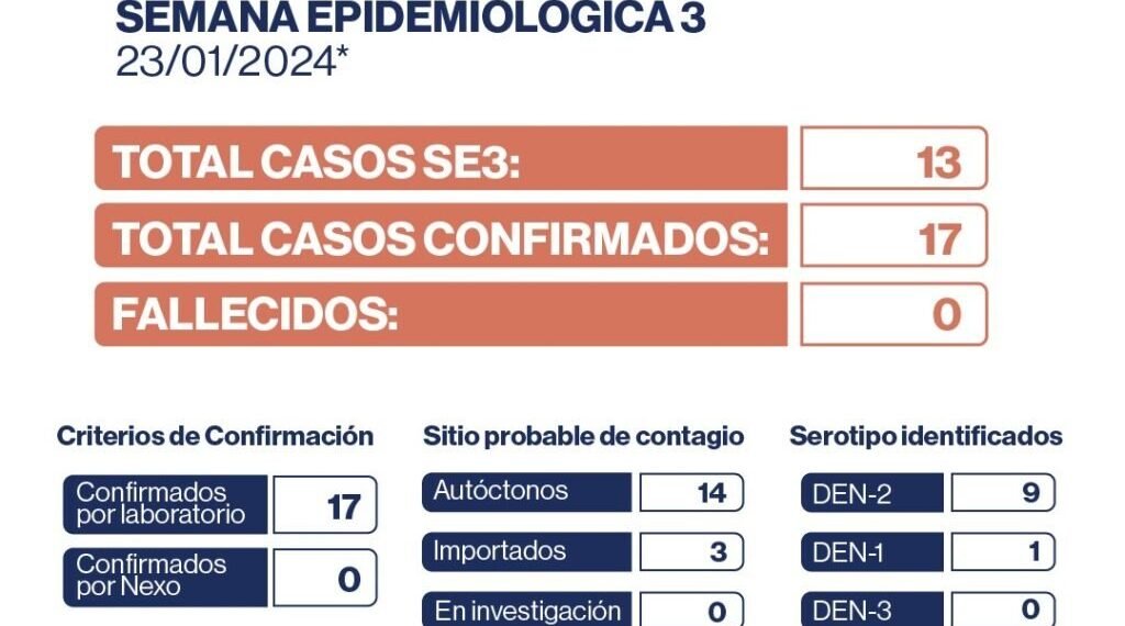 Se registraron 13 nuevos casos de Dengue en la provincia