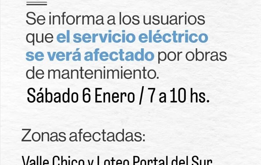Servicio de energia restringido para la mañana del sábado en sectores de la capital