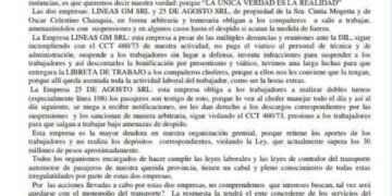 Comunicado de la UTA contra Chanquia y Mogetta: “obligan a los compañeros a salir a trabajar”