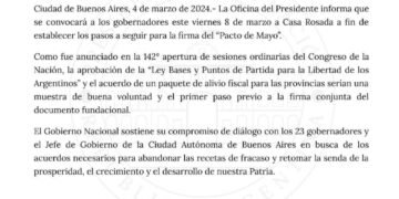 Pacto de Mayo: Milei convocó a los gobernadores y a los ministros de Economía provinciales