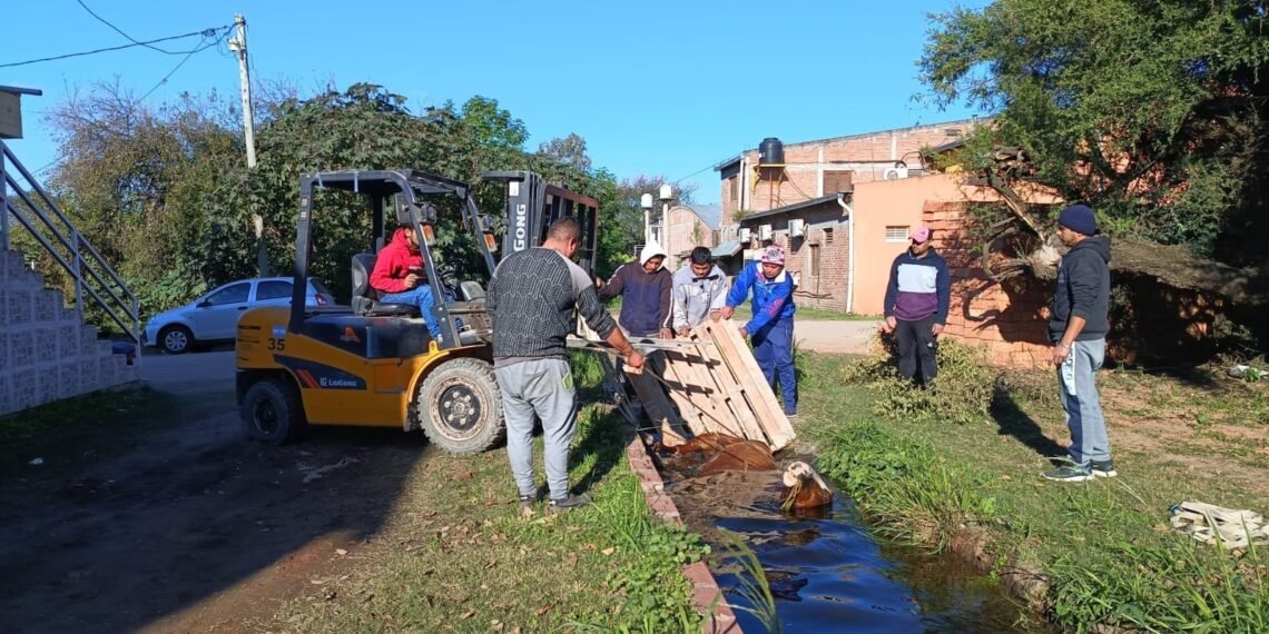 Personal de Defensa Civil rescata a un animal tras caer en un canal de riego en Los Altos