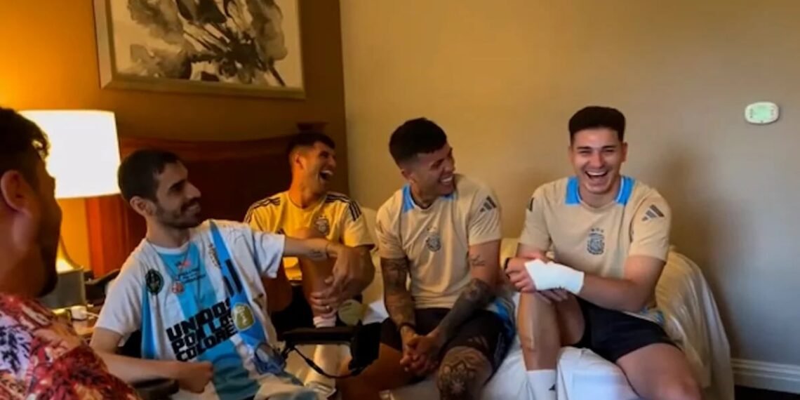“¿Cuántos pulmones tenés?”: el divertido diálogo de un fanático de la selección argentina con Julián Álvarez, Enzo Fernández y Exequiel Palacios