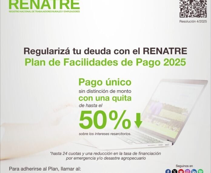 El RENATRE lanzó un nuevo plan de pago para regularizar deudas de la Seguridad Social
