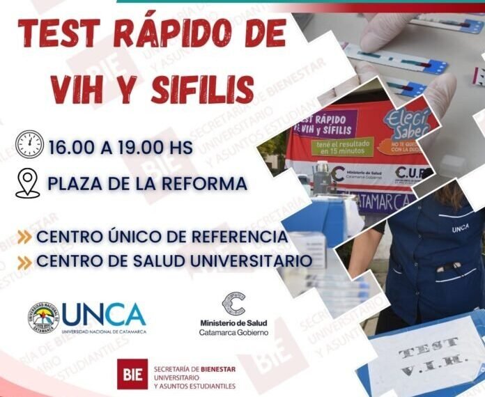 Hoy y mañana se realizarán test rápido de VIH y Sífilis en la UNCA