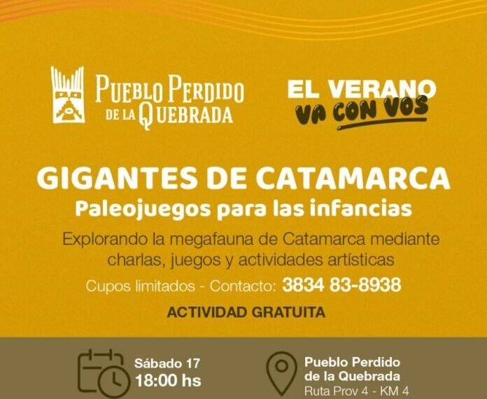 Charla, juegos y arte para descubrir a los gigantes de la mega fauna que habitaron Catamarca