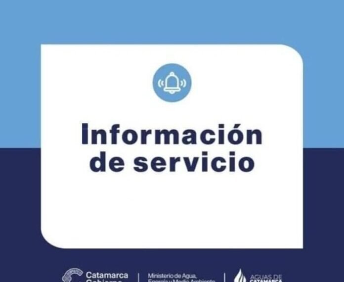 Información de servicio de Aguas de Catamarca para la zona este de la Capital