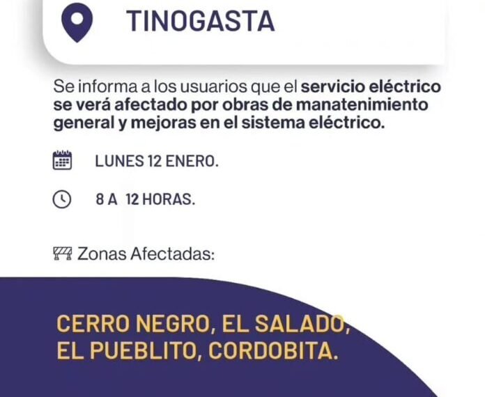 Obras de mantenimiento en el servicio eléctrico de Tinogasta
