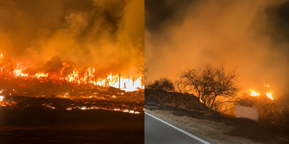 Voraz incendio avanza en El Rodeo en medio del intenso temporal de viento