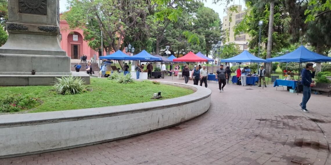 Reordenamiento de feriantes en la Plaza 25 de Mayo: algunos puestos fueron reubicados en la Alameda
